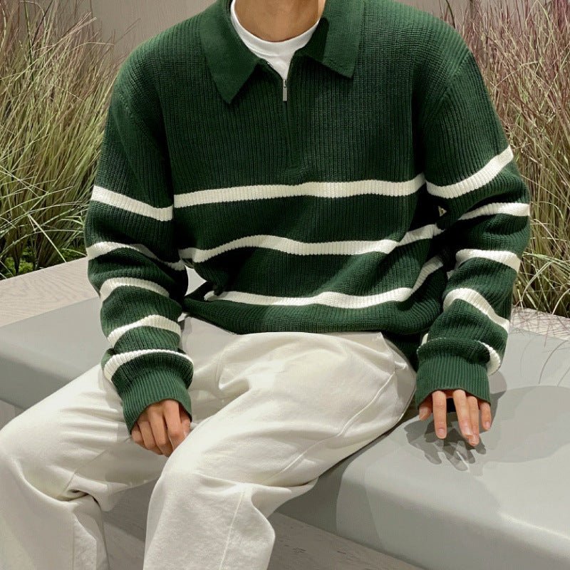 Striped Quarter - Zip Sweater - Giovanni Battaglia
