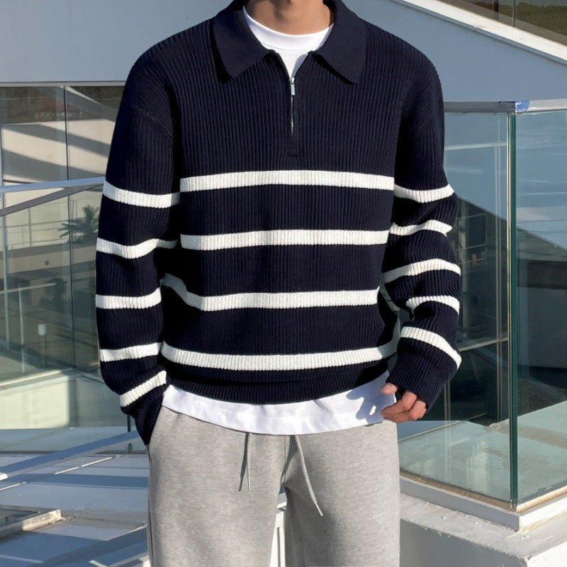 Striped Quarter - Zip Sweater - Giovanni Battaglia