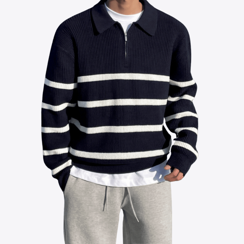 Striped Quarter - Zip Sweater - Giovanni Battaglia