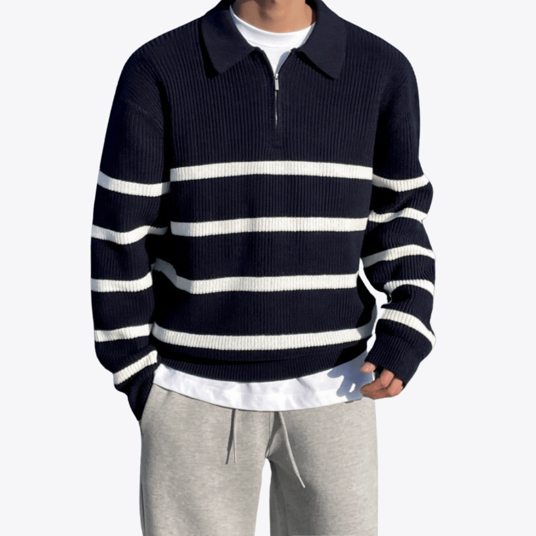 Striped Quarter - Zip Sweater - Giovanni Battaglia