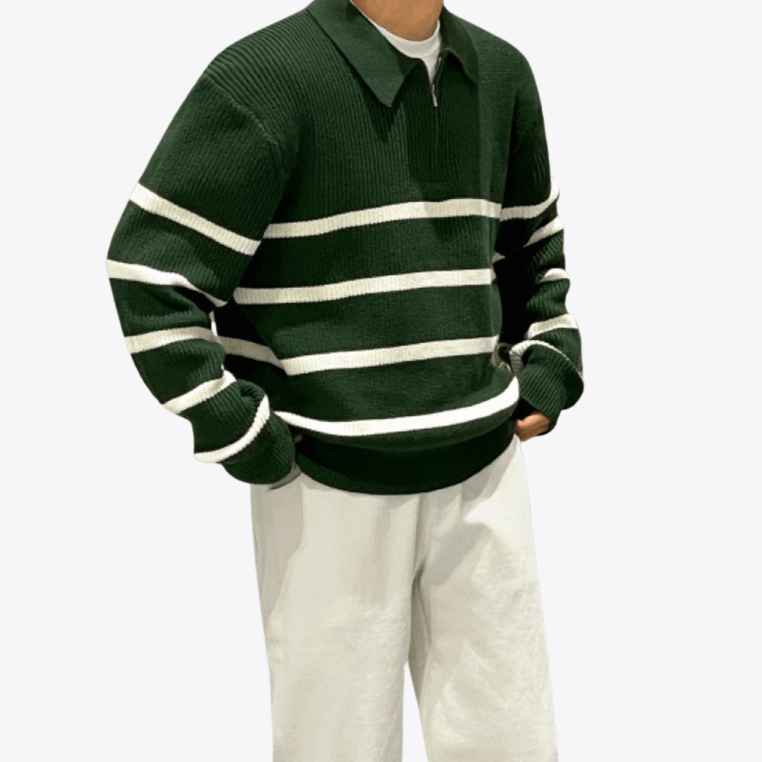 Striped Quarter - Zip Sweater - Giovanni Battaglia