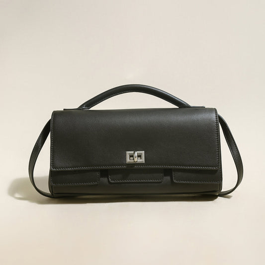 Black Structured Satchel Clutch Cilela