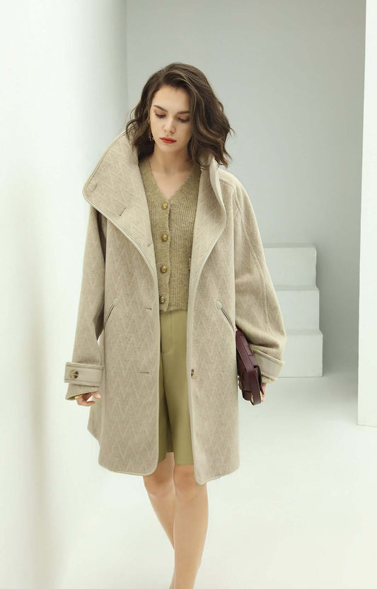Herringbone Khaki Coat Cocobella