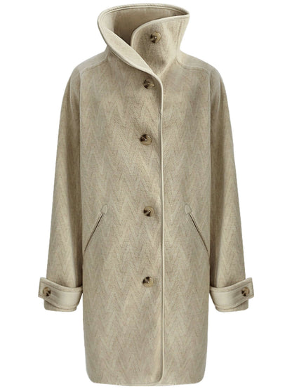 Herringbone Khaki Coat Cocobella