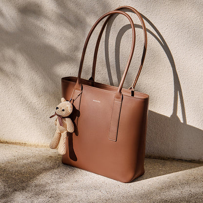 Teddy Bear Charm Brown Shoulder Tote Bag Nalandu
