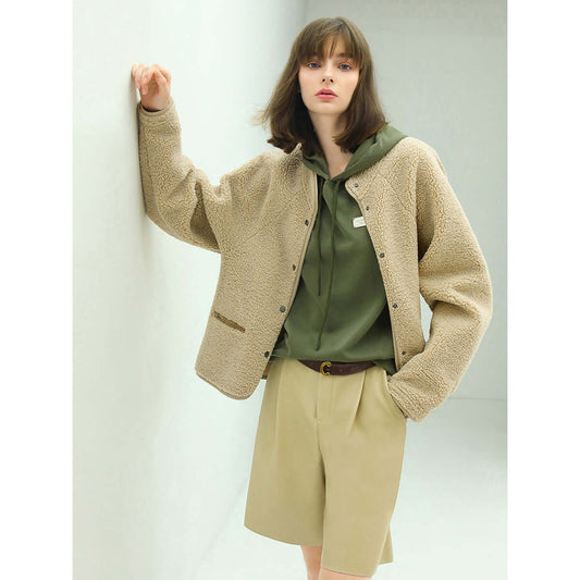Khaki Teddy Fleece Jacket Cocobella