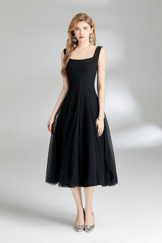Tulle Puffy Midi Dress DZA