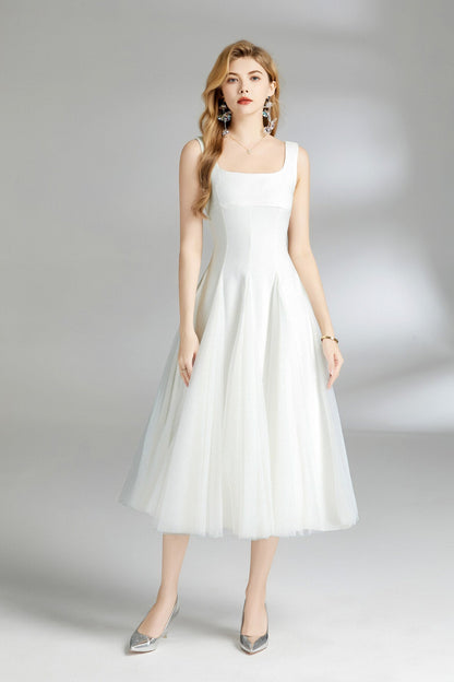 Tulle Puffy Midi Dress DZA