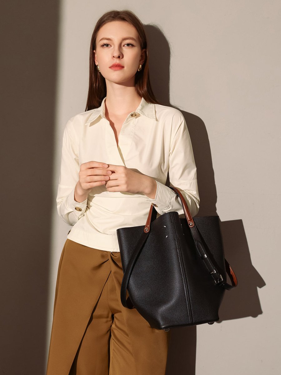 „Tropea“ Trapeztasche | Voluminöses Volumen in strukturiertem Vollrindleder - Giovanni Battaglia