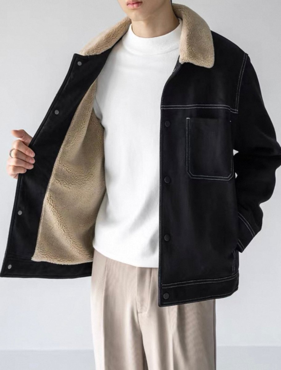 Velours - Jacke mit Webpelz - Futter | Kurze Steppjacke im Avantgarde - Design - Giovanni Battaglia