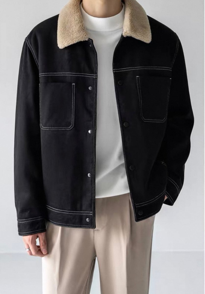 Velours - Jacke mit Webpelz - Futter | Kurze Steppjacke im Avantgarde - Design - Giovanni Battaglia