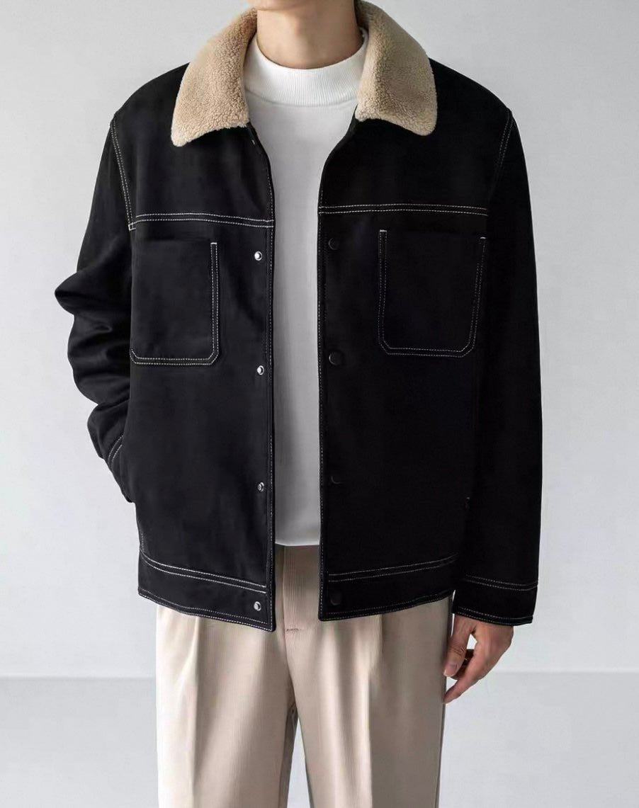 Velours - Jacke mit Webpelz - Futter | Kurze Steppjacke im Avantgarde - Design - Giovanni Battaglia