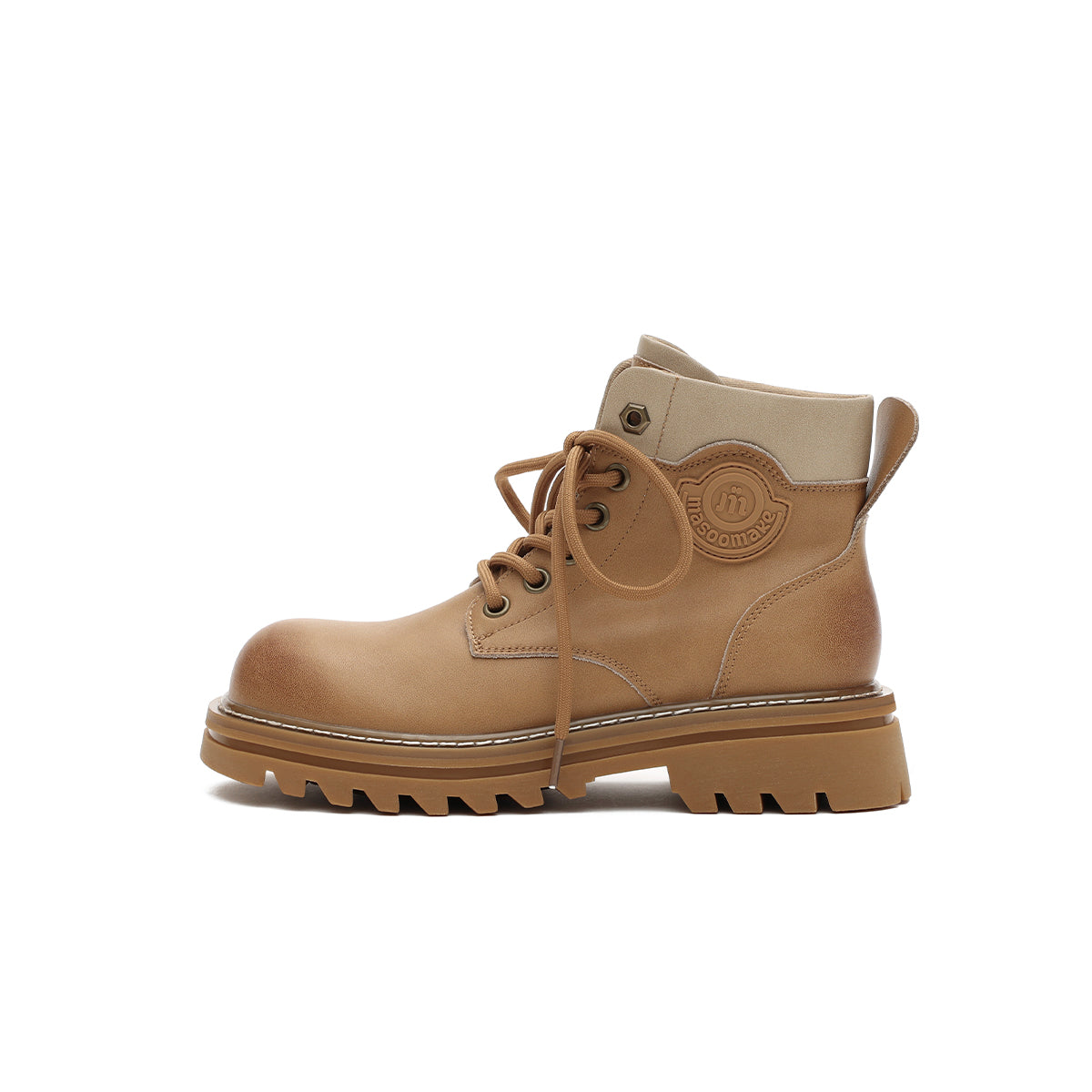 Round-Toe Lace-Up Platform Boots Masoomake