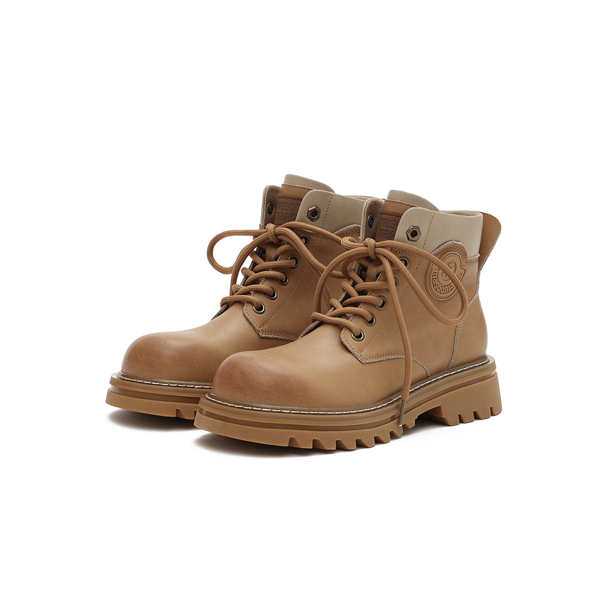 Round-Toe Lace-Up Platform Boots Masoomake