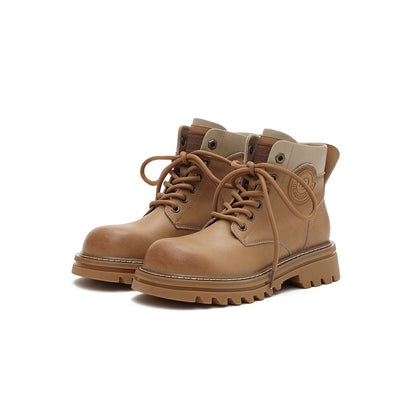 Round-Toe Lace-Up Platform Boots Masoomake