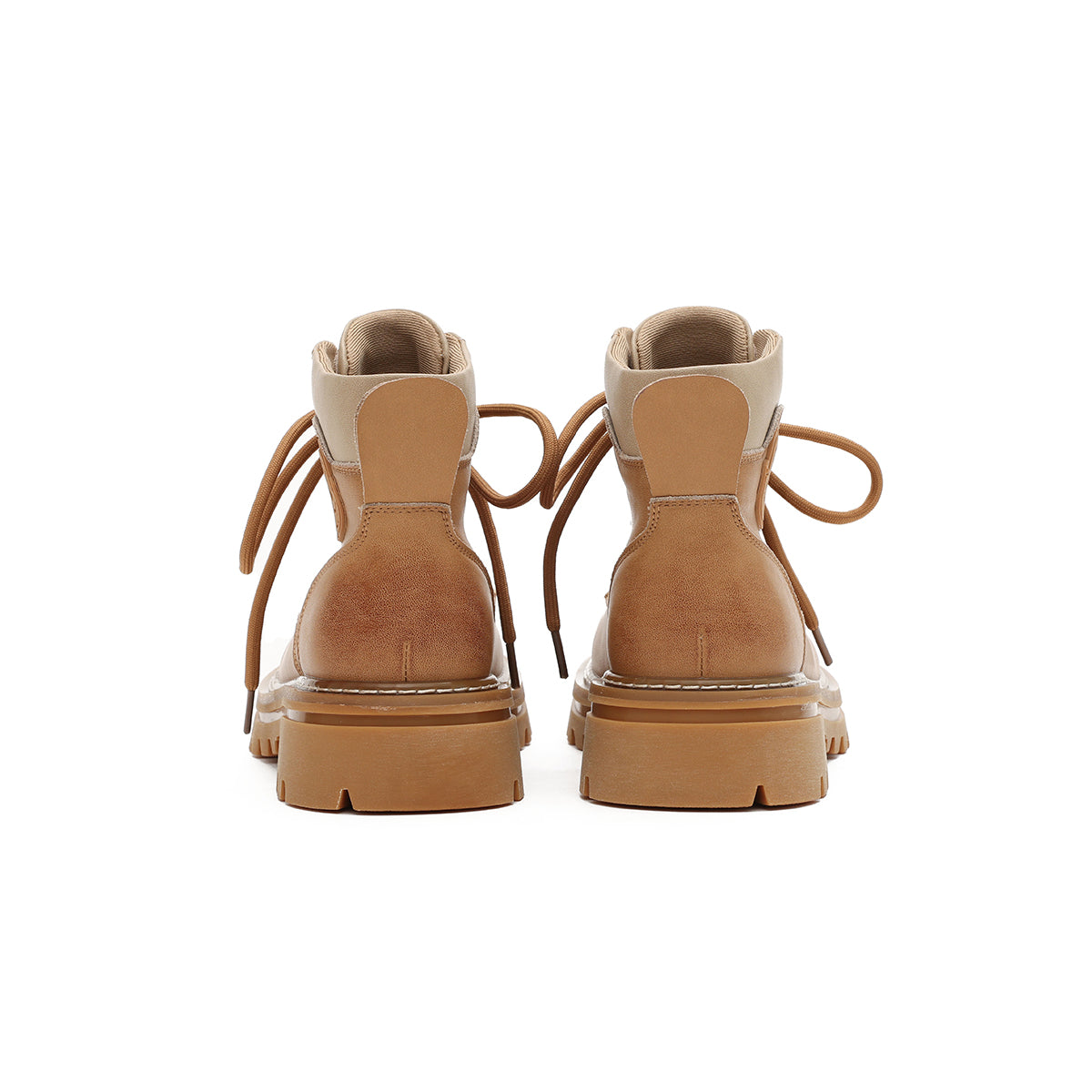 Round-Toe Lace-Up Platform Boots Masoomake