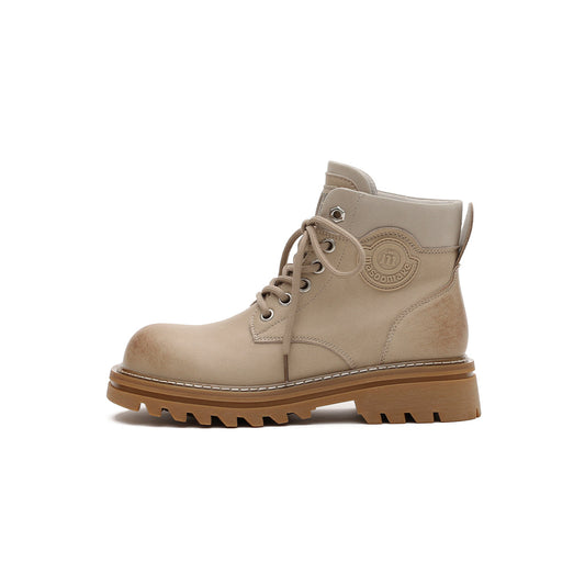 Round-Toe Lace-Up Platform Boots Masoomake