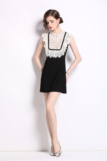 Black Lace Collar Dress DZA