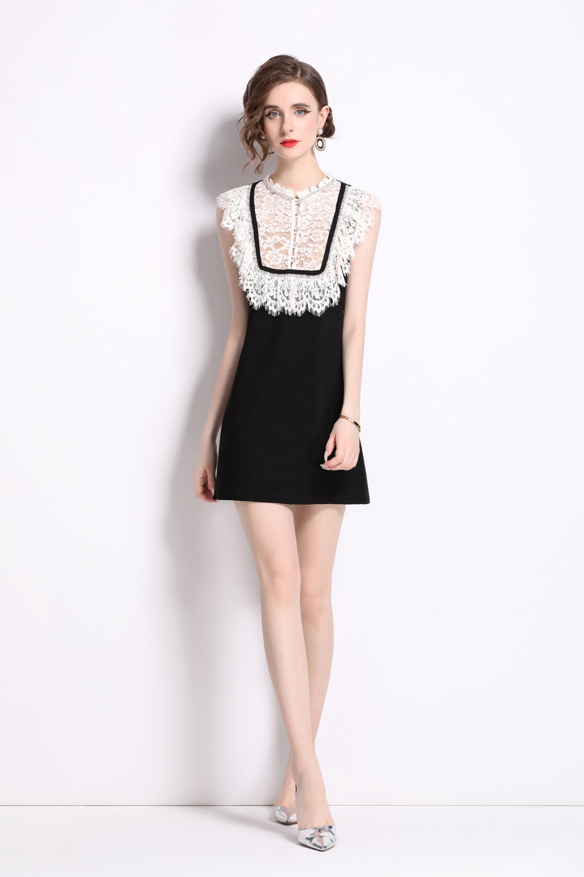 Black Lace Collar Dress DZA