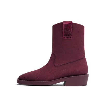 Vintage Pointed Toe Block Heel Boots MALOVE MZ
