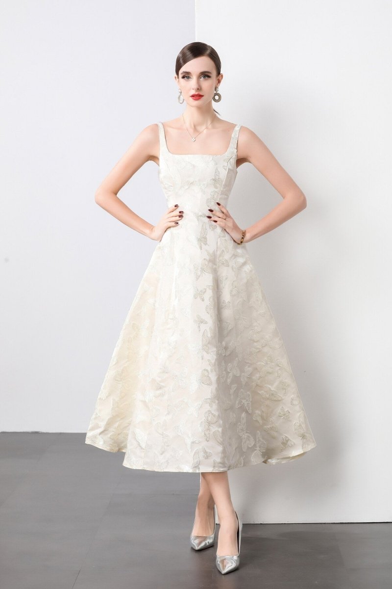 Weißes Jacquard Balletcore Kleid - Giovanni Battaglia