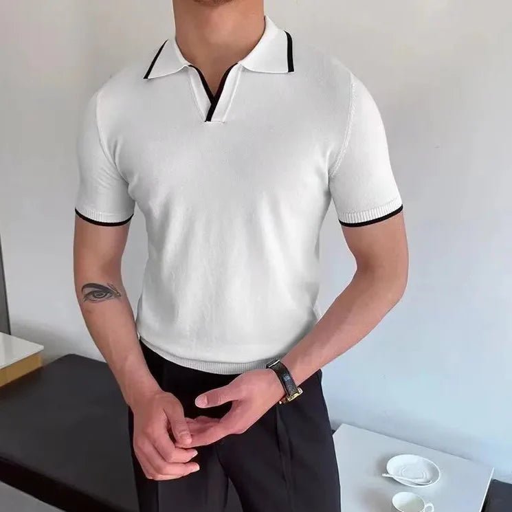 Weißes Slimfit Polohemd aus Wolle - Giovanni Battaglia